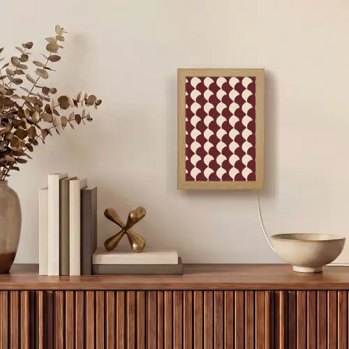 Rood - Tegelpatroon - Crème Light Box met kabel (Tafellamp) klein 925 -sfeer2