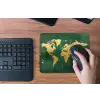 Wereldkaart - Groen - Goud muismat rubber klein -toetsenbord