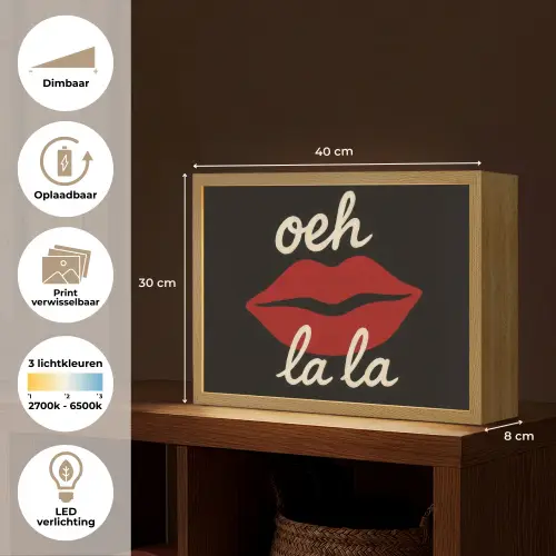 Lip - Rood - Quote Light Box met batterij (Wandlamp) middel -USP_websiteoverzichtNL