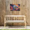 Pimpelmees bij Bloesems Tuinposter op houten frame 2 cm dik klein -sfeer4