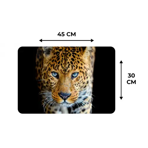 Luipaard - Dieren - Portret - Wilde dieren - Zwart Placemat vinyl groot -specs