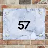 Blauw marmer - Traditioneel Naambord Rechthoek middel -sfeer3