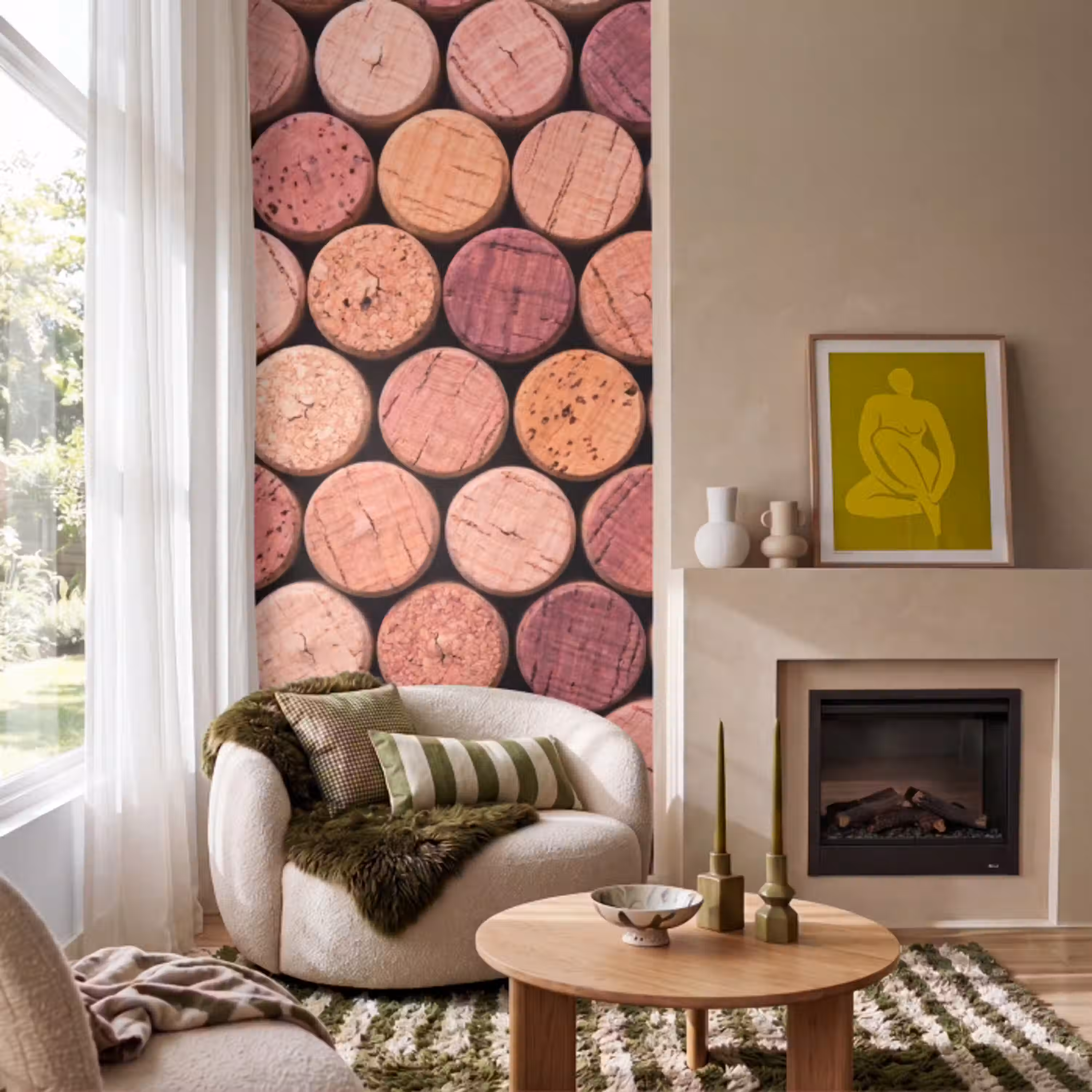 Kurk - Patroon - Abstract - Modern - Rood Behang Vlies klein -sfeer2
