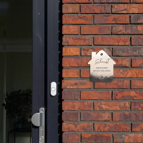 Aquarel - Beige - Sierlijk Naambord Huisje klein -sfeer2