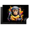 Aap - Graffiti - Kleurrijk - Bananen - Modern Inductie beschermer vinyl 3mm klein -3d