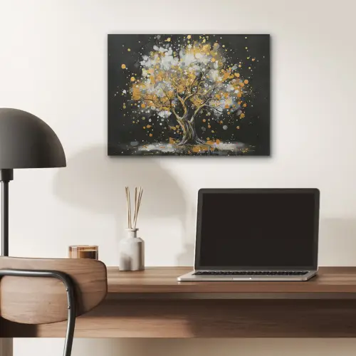 Boom - Zwart - Goud - Wit - Modern PET vilt klein -sfeer5