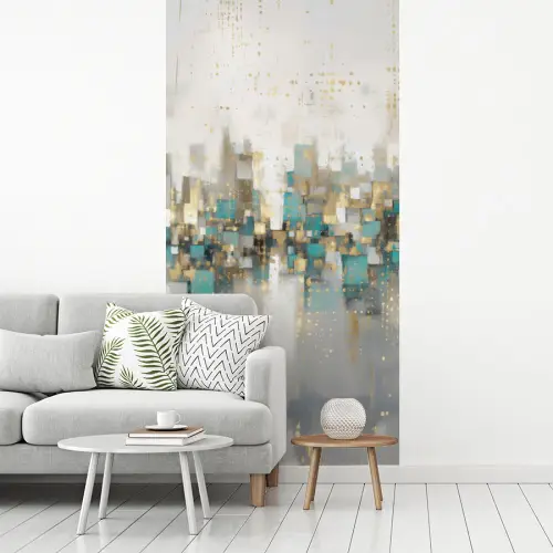 Abstract - Blokken - Goud - Skyline fotobehang vinyl groot -woonkamer