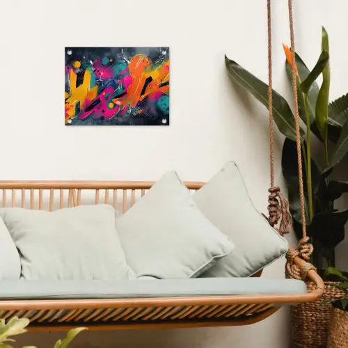 Abstract - Graffiti - Kleurrijk - Verfspatten tuinposter los doek klein -sfeer7