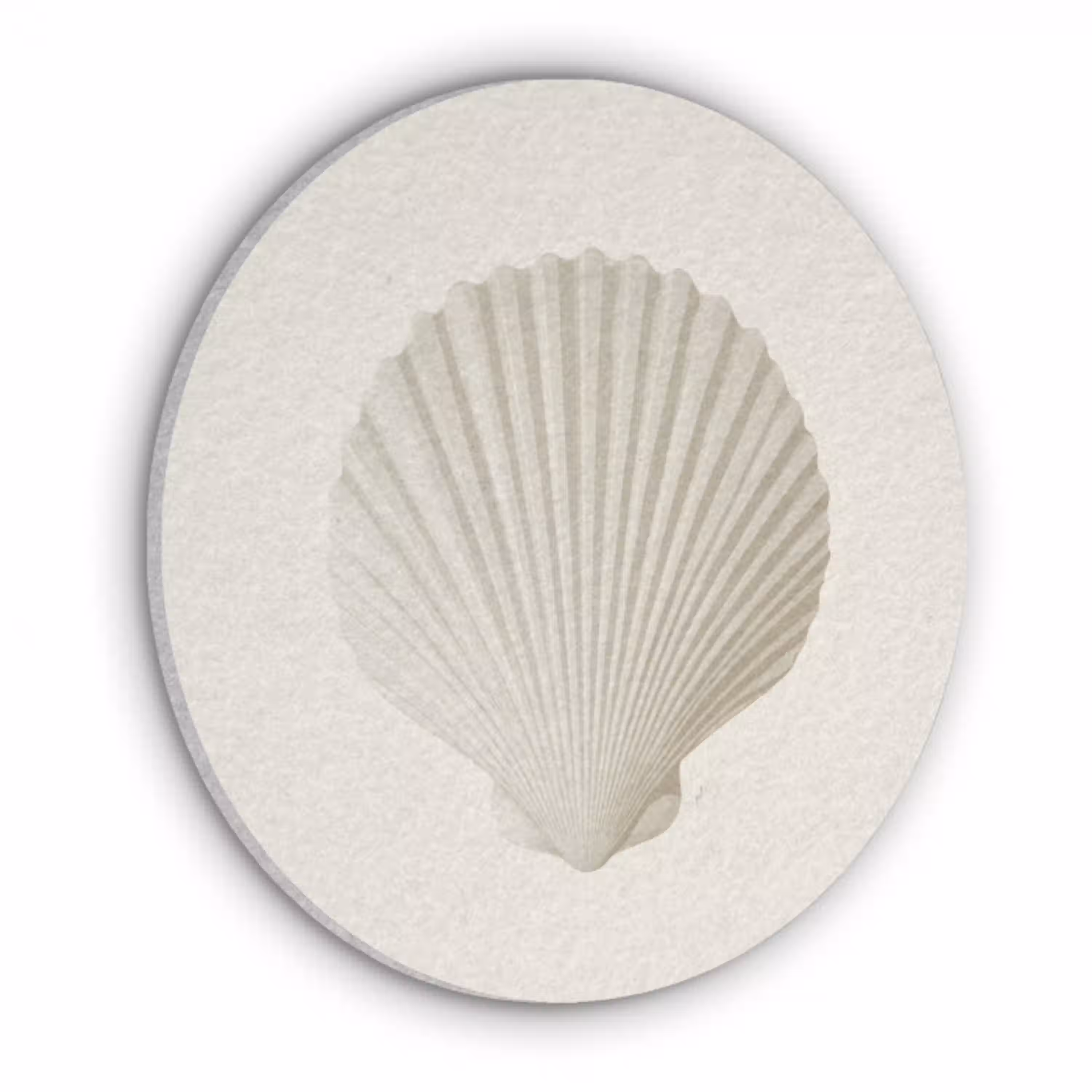 Schelp - Minimalistisch - Wit Akoestische PET Vilt - Rond klein -3d