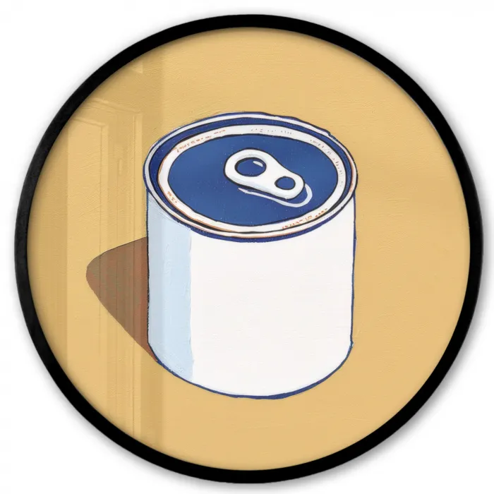Blikje - Minimalistisch - Blauw - Illustratie Fotolijst rond zonder passe partout klein -3d