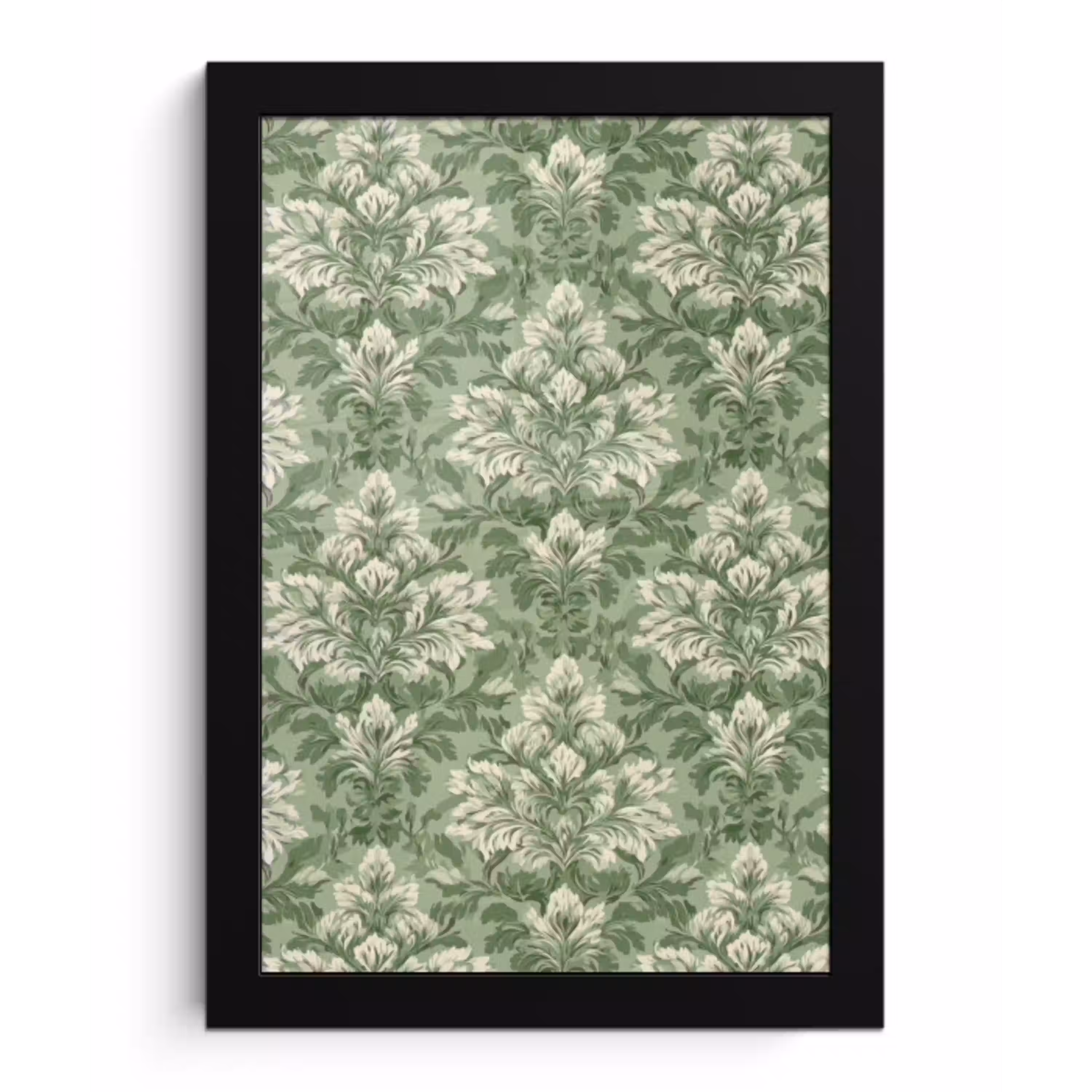 Sierlijk - Lichtgroen - Planten - Patroon - Getailleerd fotolijst zwart zonder passe partout klein 224 -3d