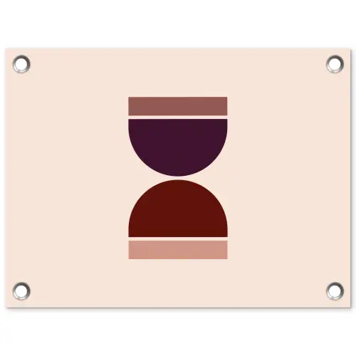 Zandloper - Symmetrisch - Rood - Paars tuinposter los doek klein -3d