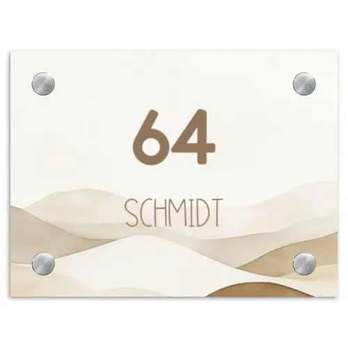 Beige landschap - Modern Naambord Rechthoek middel -3d