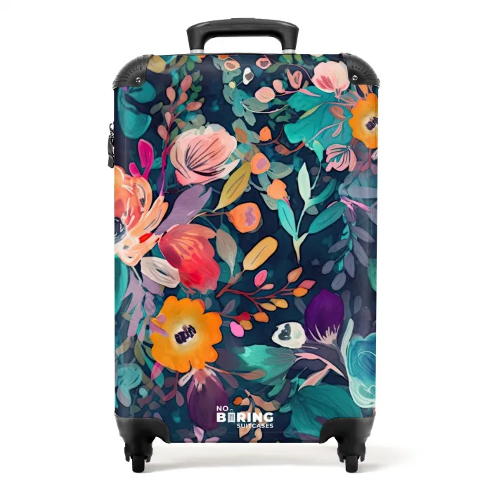 Kleurrijk - Bloemen - Kunst - Natuur - Hippie NBS - Handbagage koffer - Unisex middel -productfoto_recht
