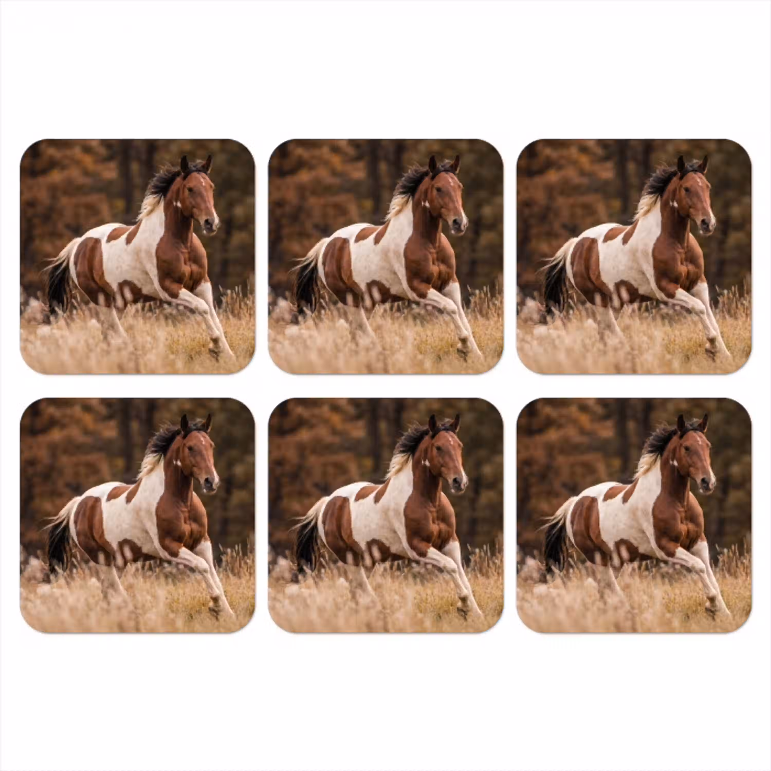 Paard - Bruin - Gras onderzetter kurk middel -3d