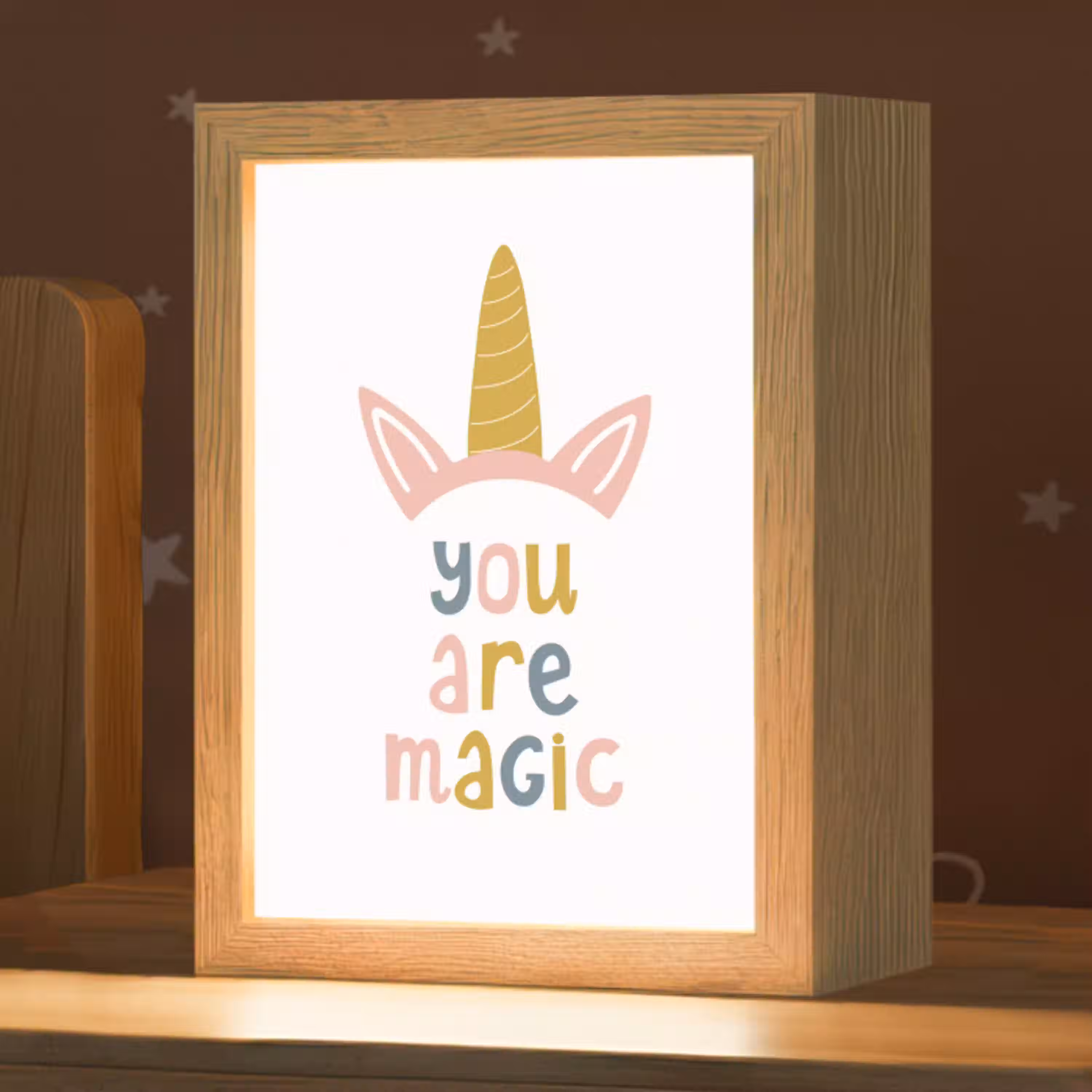 Kinderen - Eenhoorn - Wit - Quote - You are magic Light Box met kabel klein -zzz_3d_website