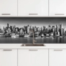 Skyline - Stad - Wolkenkrabbers - Zwart - Wit keuken achterwand 2 middel -3d