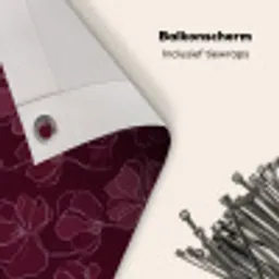 Bloemen - Patroon - Bordeauxrood Balkonbeschermer Duitsland klein 596 -closeup_NL