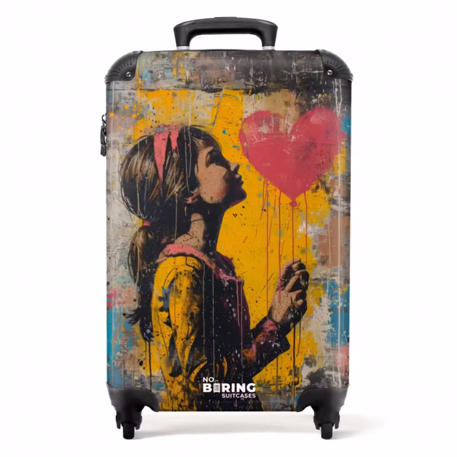 Koffer - Meisje met hartvormige ballon in graffiti stijl