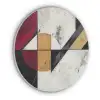 Modern - Abstract - Geometrisch - Rood - Industrieel Akoestische PET Vilt - Rond klein -3d
