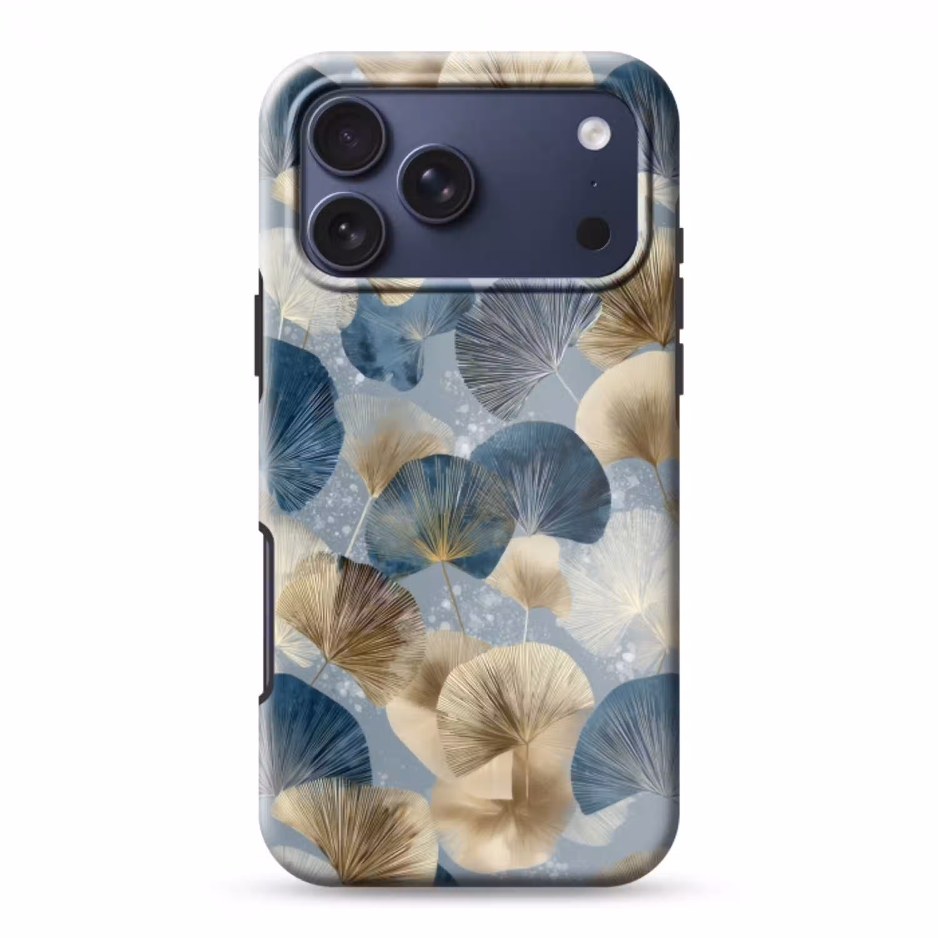 Bladeren - Abstract - Goud - Blauw Toughcase MagSafe Apple iPhone 17 Pro Max klein -3d