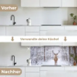 Hert - Winter - Bos - Natuur - Wit keuken achterwand 2 middel -voor-na_DE