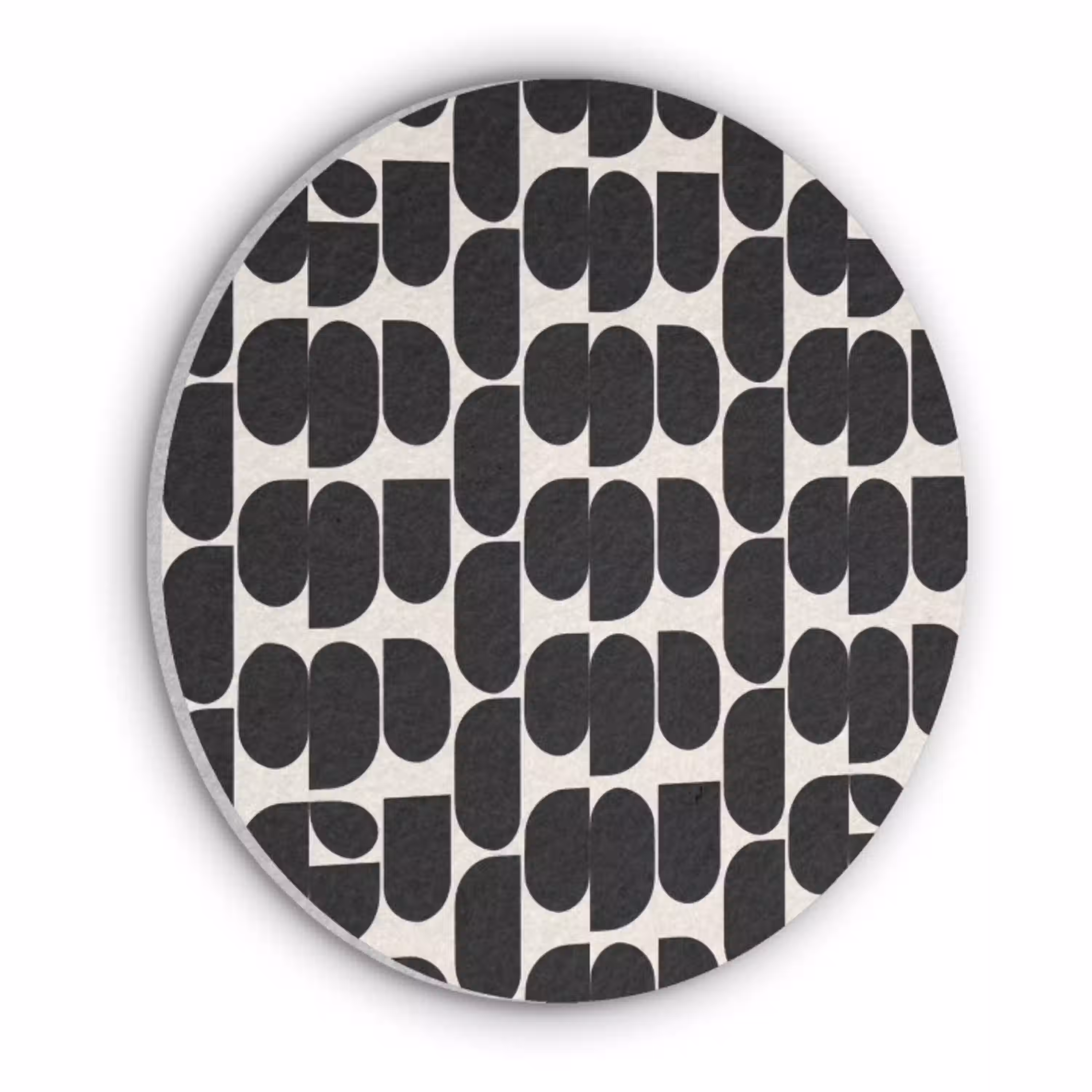 Modern - Patroon - Zwart Akoestische PET Vilt - Rond klein 838 -3d