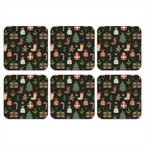Illustratie - Kerstfiguren - Groen onderzetter kurk middel 366 -3d