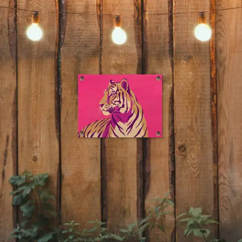 Tijger - Modern - Neon tuinposter los doek klein -sfeer1