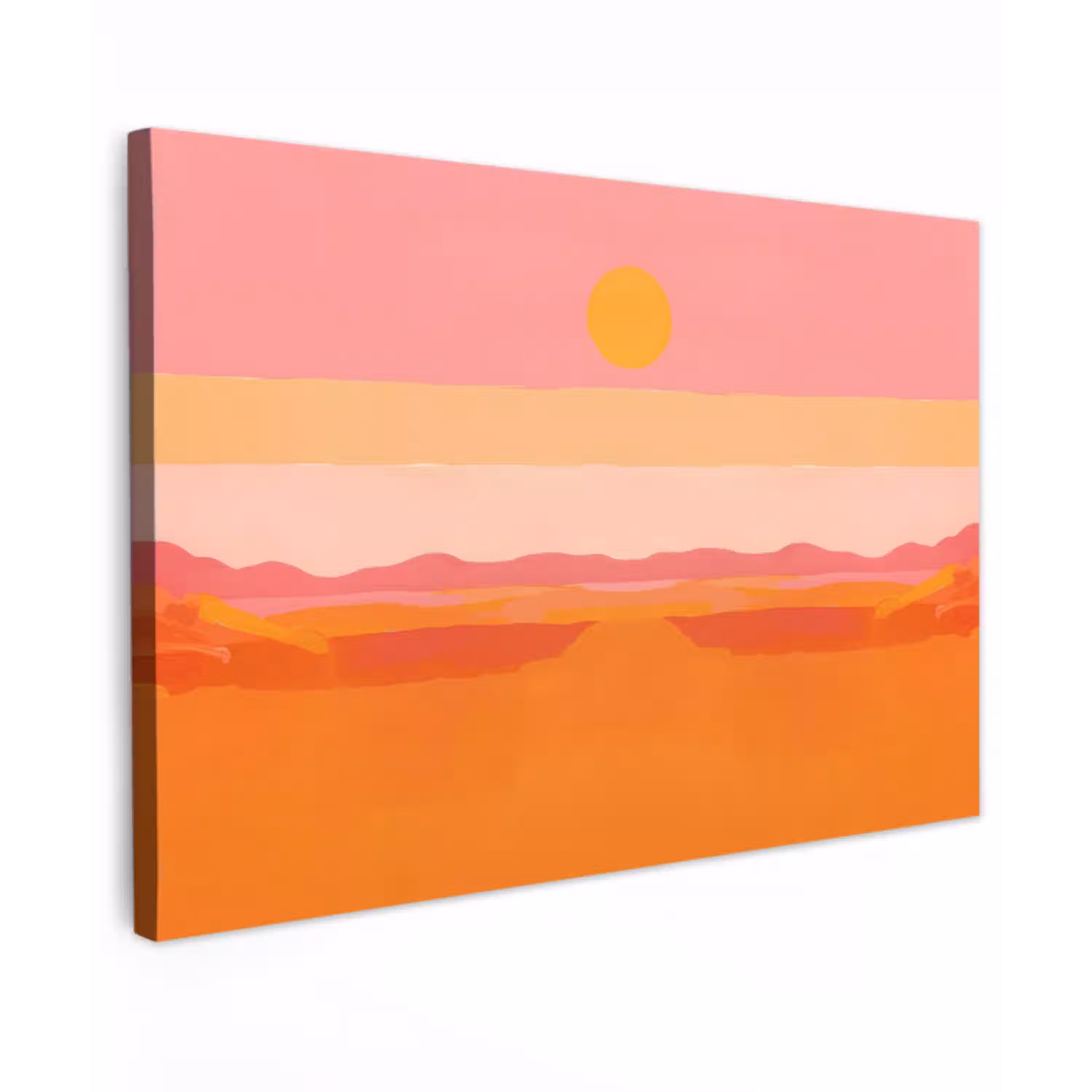 Zon - Abstract - Landschap - Oranje Tuinposter op houten frame 2 cm dik klein -3d