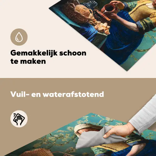 Melkmeisje - Amandelbloesem - Van Gogh - Vermeer - Schilderij - Oude meesters Inductie beschemer met haakjes middel -ky-schoon-nl