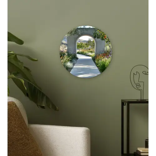 Doorkijk - Pad - Beton - Landschap Wandcirkel kunststof plaat 5mm dik klein -sfeer3