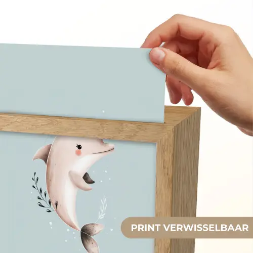 Dolfijn - Zeewier - Grijs Light Box met kabel (Kinderlampje) klein -USP_websiteprintNL