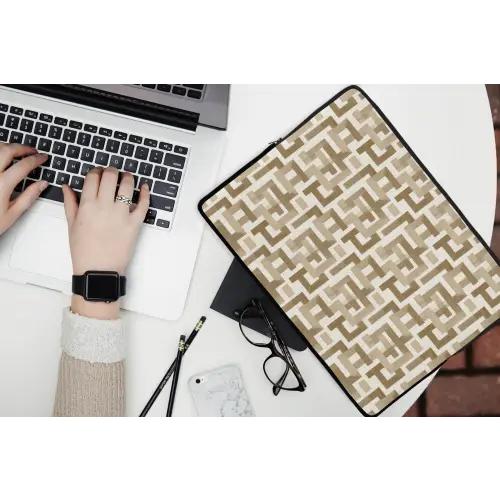 Geometrisch - Retro - Bruin laptophoes neopreen klein 279 -bureau