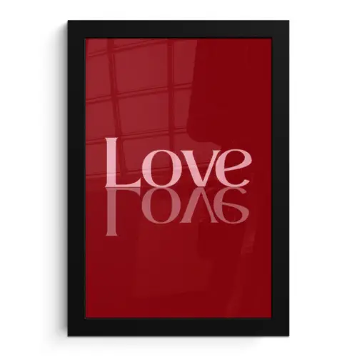 Love - Spiegeling - Rood fotolijst zwart zonder passe partout klein -3d
