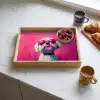 Pink - Hond - Bubbel Dienblad Rechthoek middel -sfeer2
