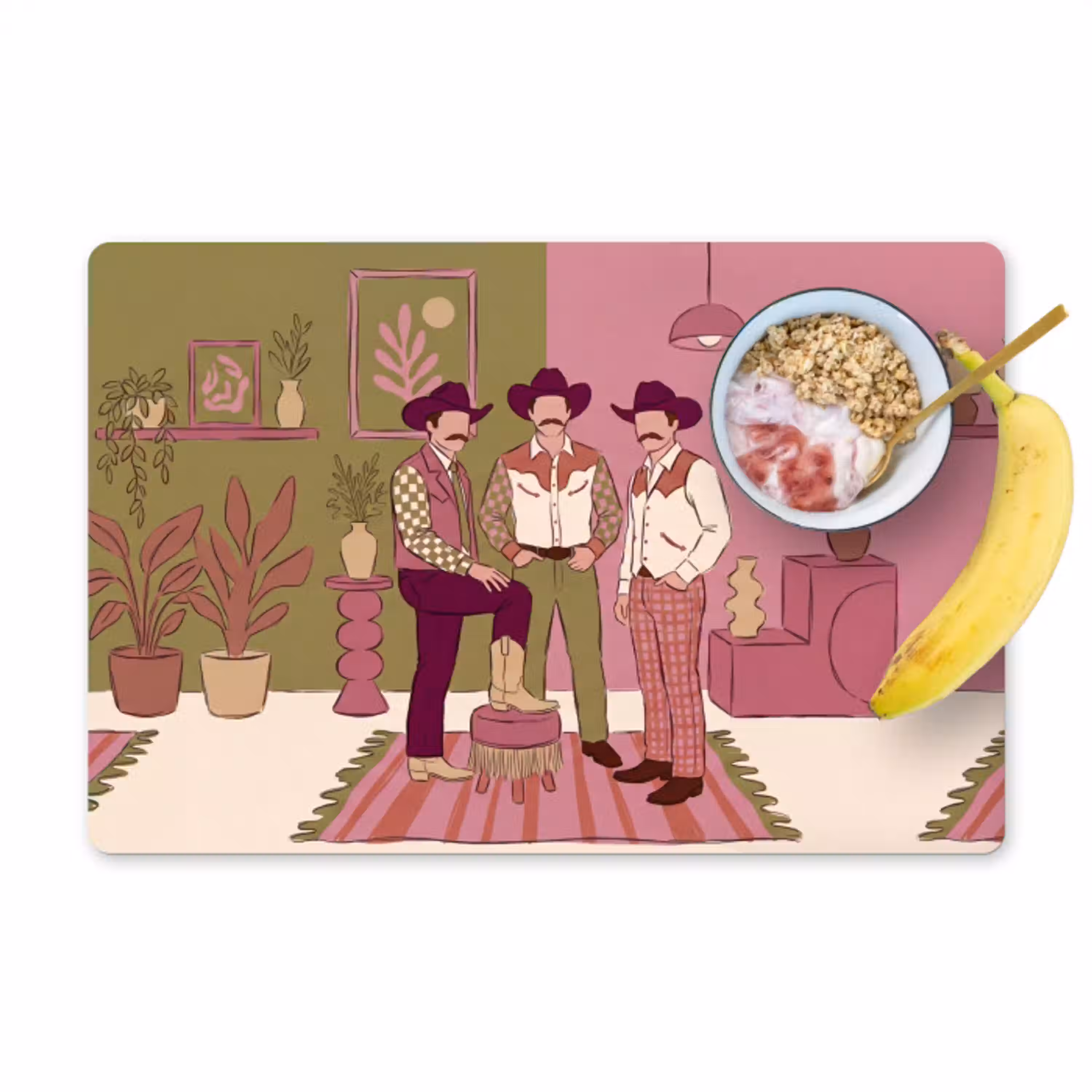 Mensen - Mannen - Hoeden - Retro - Interieur Placemat vinyl groot -zzzproduct_Kitchenyeah-website