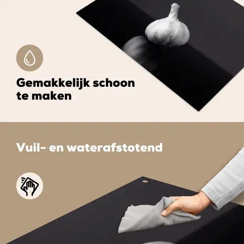 Knoflook - Zwart - Wit Inductie beschemer met haakjes klein -ky-schoon-nl