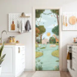 Jungle - Oase - Dieren - Kleurrijk deurposter klein -sfeer5