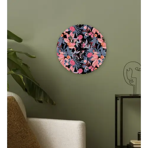 Zomer - Vlinder - Zwart - Roze Wandcirkel plexiglas klein 852 -sfeer3