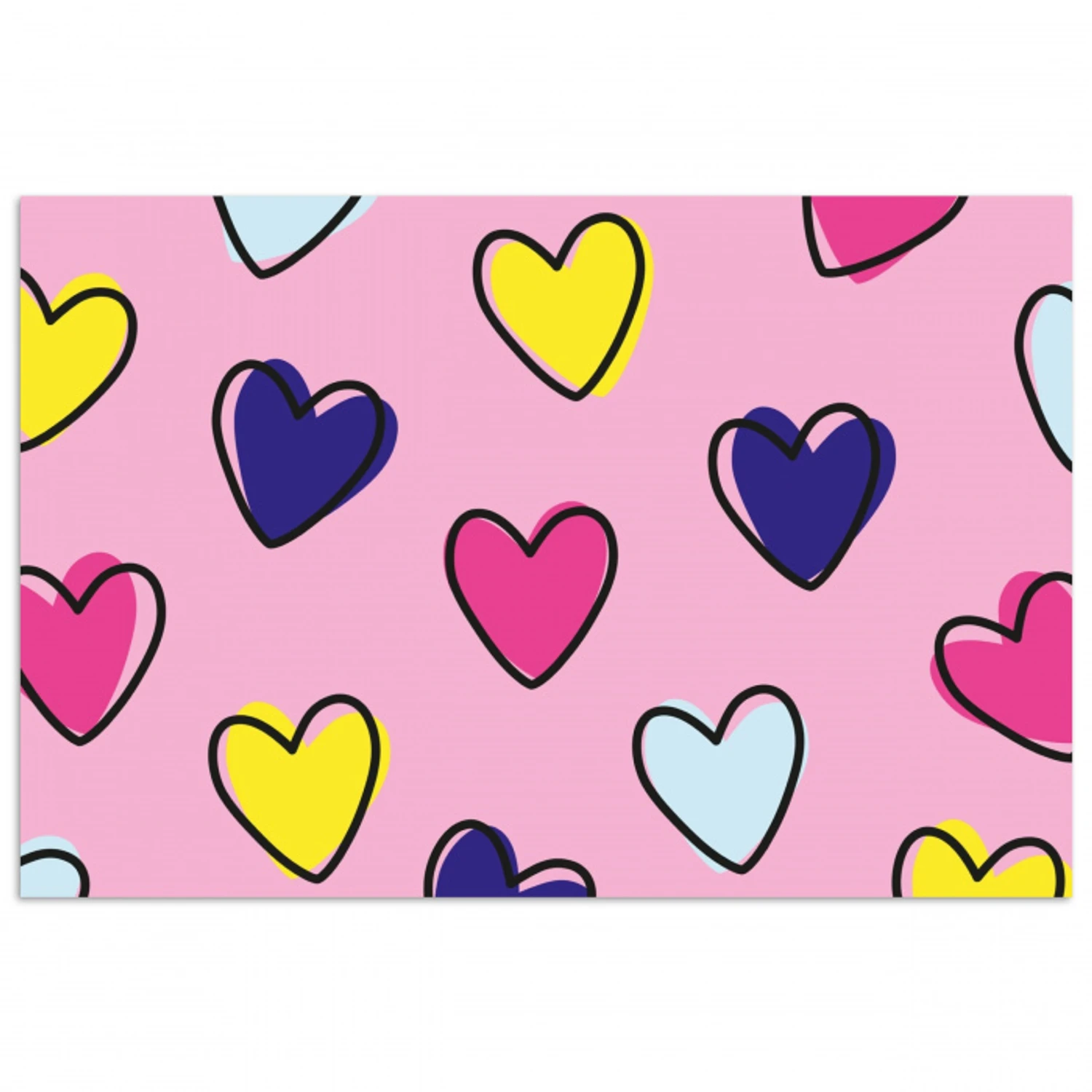 Hartjes - Valentijn - Patroon - Kleurrijk poster papier klein -3d