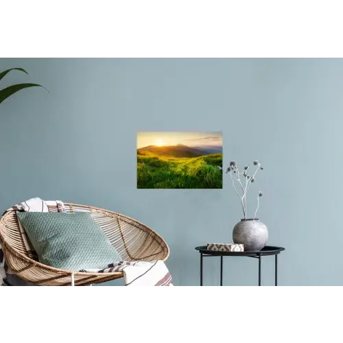 Gras - Heuvels - Zon - Natuur Muursticker klein -plant
