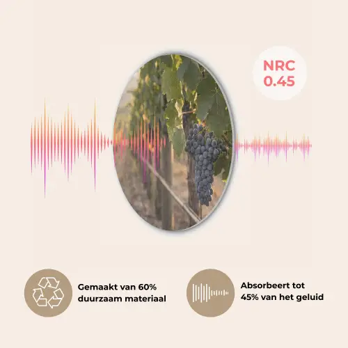 Druiven - Wijngaard - Zonlicht Akoestische PET Vilt - Rond klein -USP_NL