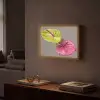 Planten - Anthurium - Groen - Roze Light Box met batterij (Wandlamp) middel -sfeer1