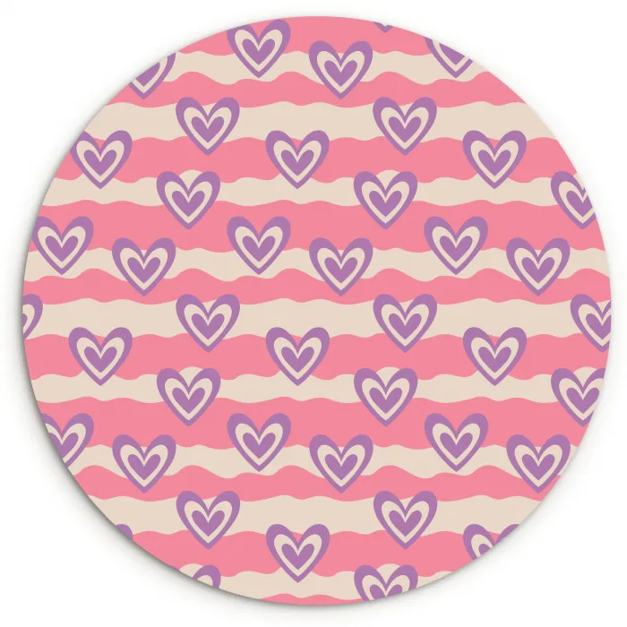 Golven - Patroon - Hartjes - Retro Wandcirkel plexiglas klein 852 -3d