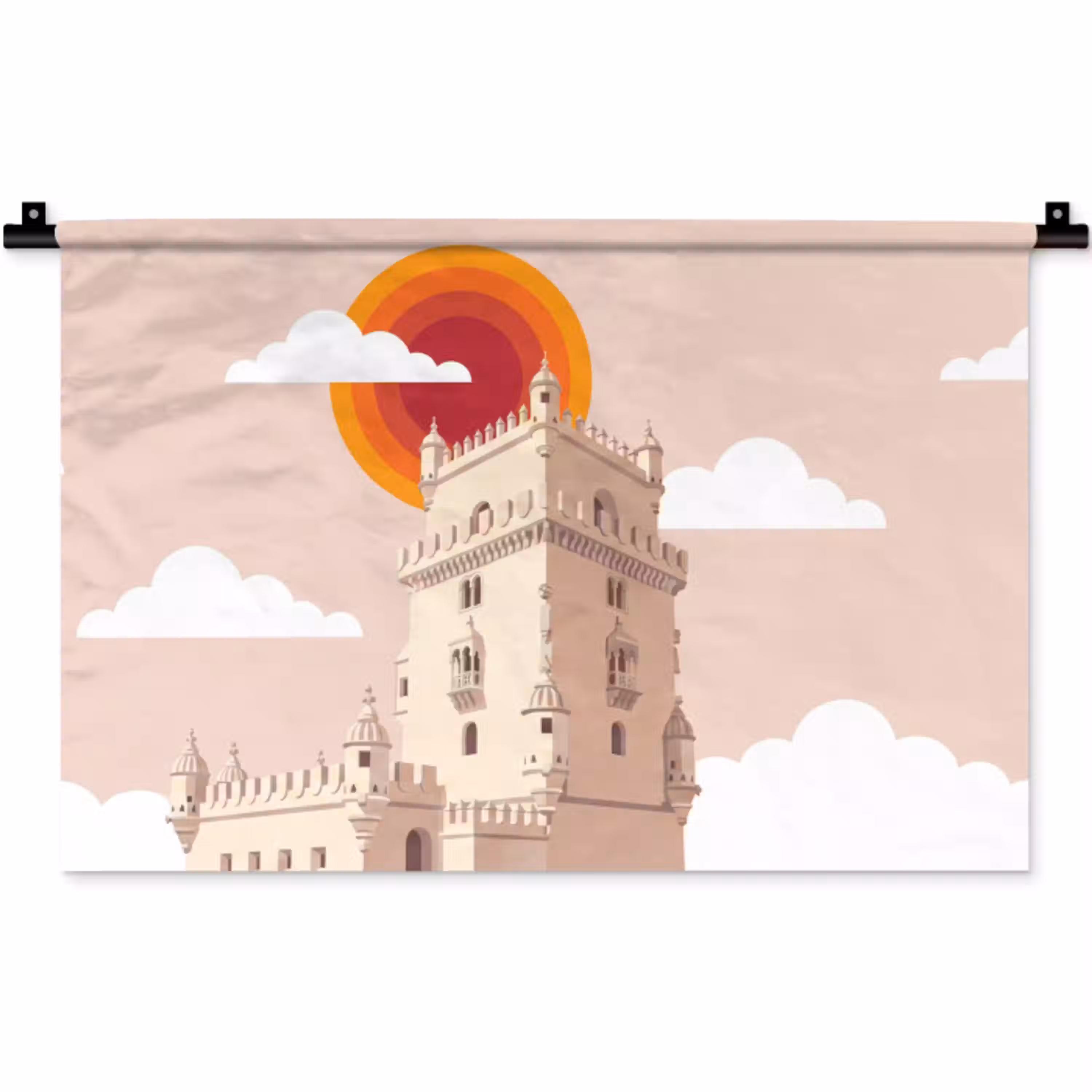 Toren - Rivier - Architectuur - Modern - Oranje Wandkleed katoen klein -zz3d