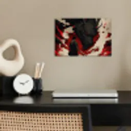 Krijger - Draak - Zwart - Rood - Rook poster papier klein -sfeer1