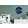 Bloemen - Nacht - Nieuw-Zeeland - Sterrenhemel - Paars Wandcirkel aluminium klein -slaapkamer