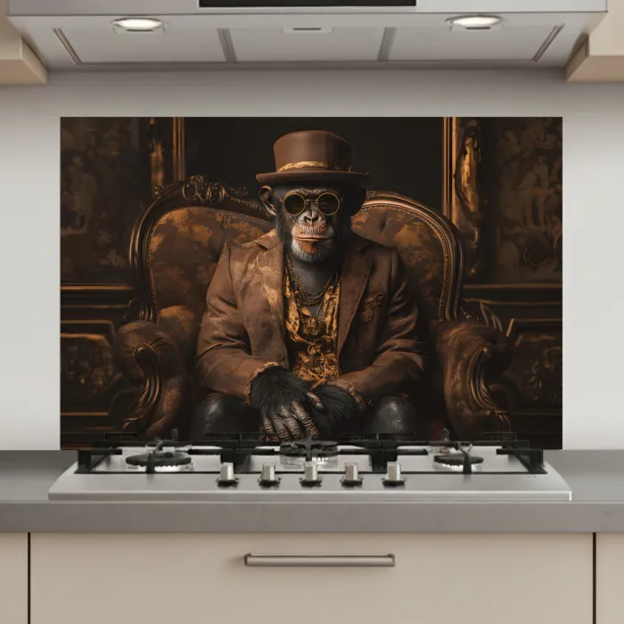 Chimpansee - Stoel - Pak - Bruin keuken achterwand spatscherm klein -3d_website