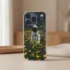 Astronaut - Bloemen - Veld - Geel Telefoonhoesje iPhone 17 Pro klein -sfeer2